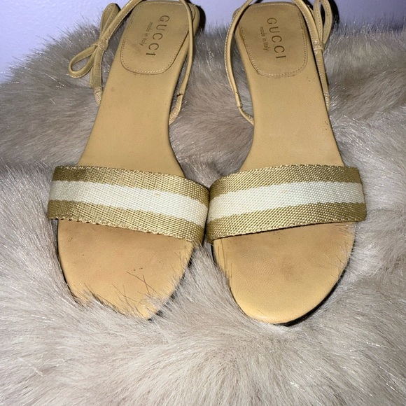 Gucci Women's Cream and Tan Sandals - Picture 2 of 8
